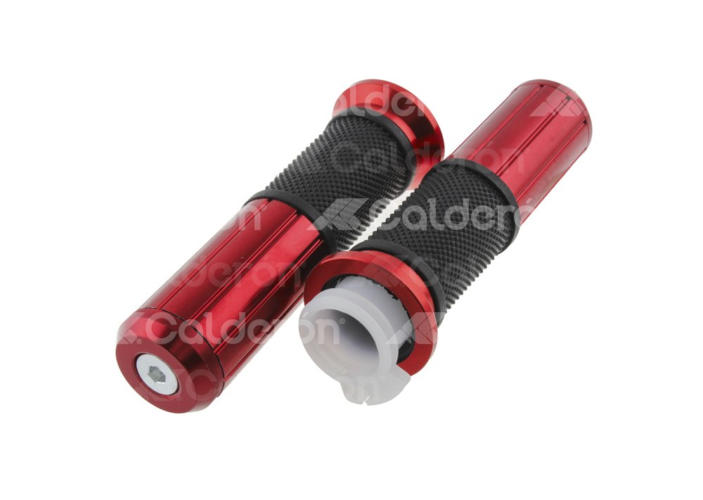 PUÑOS MOTOCICLETA ALUMINIO ROJO JUEGO (2 PIEZAS) ENPUN-1107-0024R QUMO
