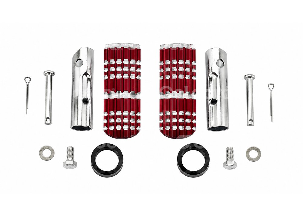 POSAPIE MOTOCICLETA ALUMINIO DECORATIVO ROJO TRASERO (JUEGO) ENPOS-1616-0811R QUMO