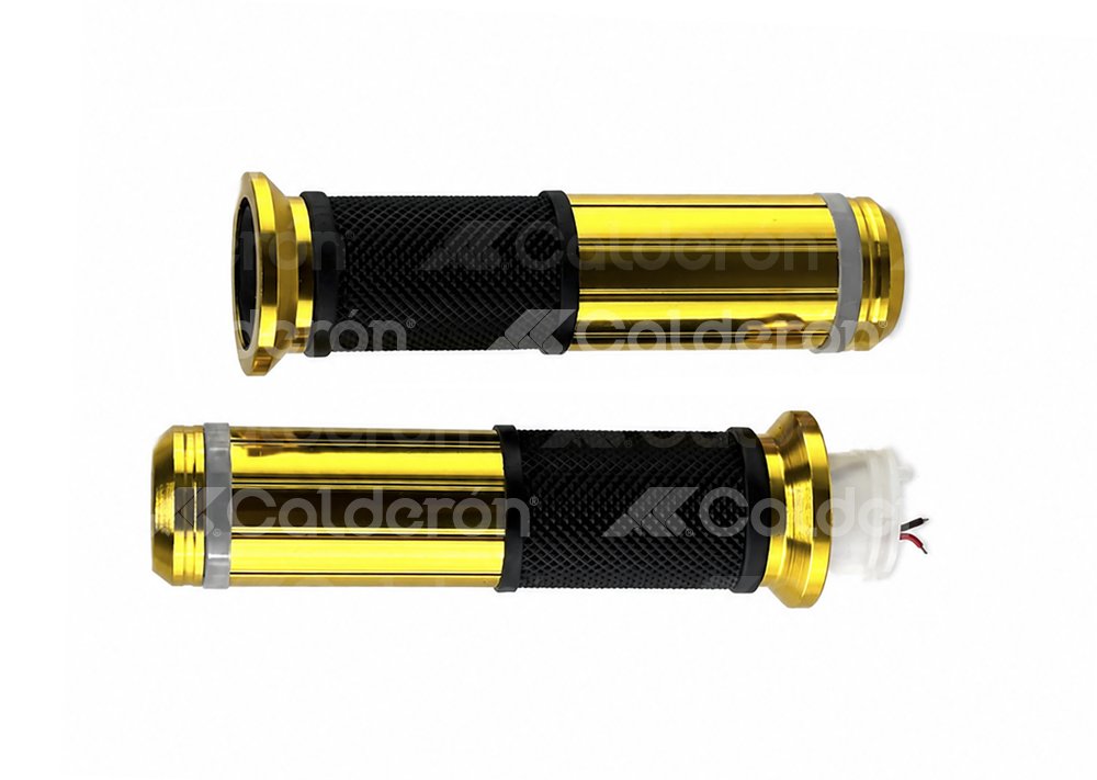 PUÑOS MOTOCICLETA ALUMINIO CON LUZ DORADO (JUEGO) MSD-294 PUN-1107-0400D QUMO